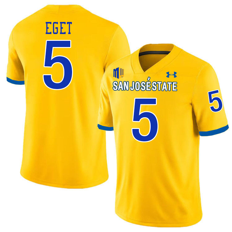 #5 Walker Eget SJSU Jersey,San Jose State Spartans Football Jersey College Uniforms-Gold